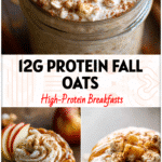 Jar of creamy Overnight Oats Healthy Cinnamon Roll topped with apples and cinnamon, perfect for Pinterest Overnight Oats inspiration.